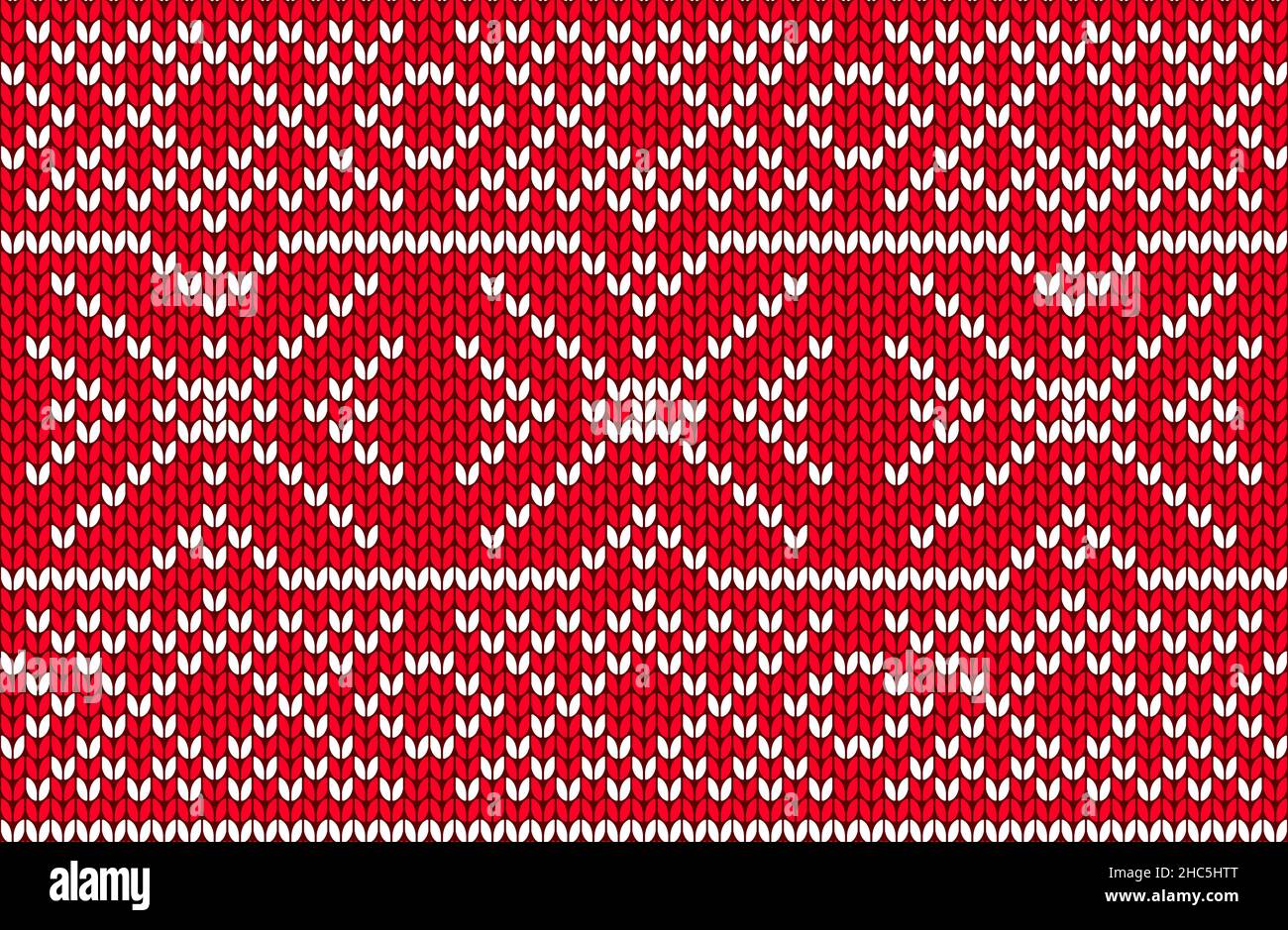 Modello di maglia nordica senza cuciture vettoriale, colori rossi Illustrazione Vettoriale