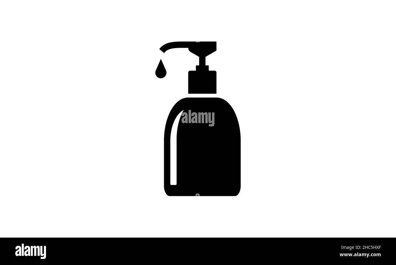 Icona della procedura igienica, prevenzione delle malattie. Disinfettante vettoriale e simbolo di gel di alcool antisettico. Sanità lavarsi le mani con sapone, icona antibatterica Illustrazione Vettoriale