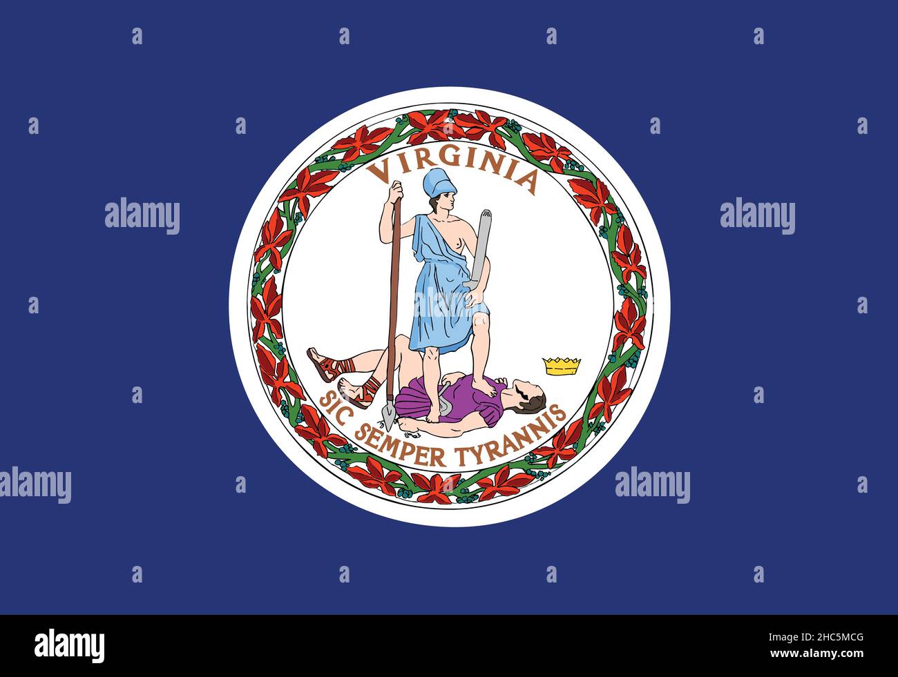 Bandiera ufficiale attuale del vettore dello Stato federale della Virginia, USA Illustrazione Vettoriale