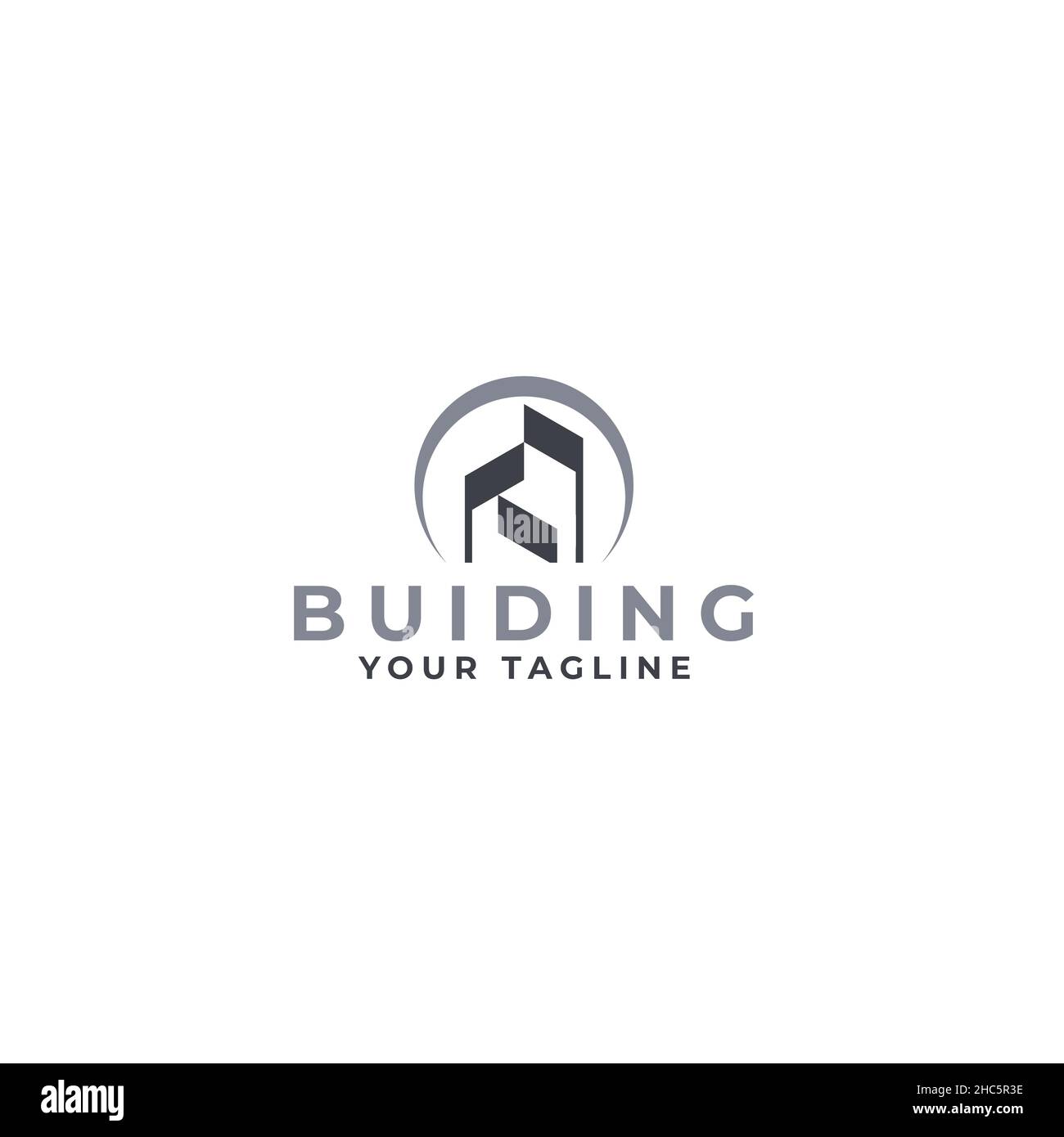 Edificio moderno e semplice dal design con logo Illustrazione Vettoriale