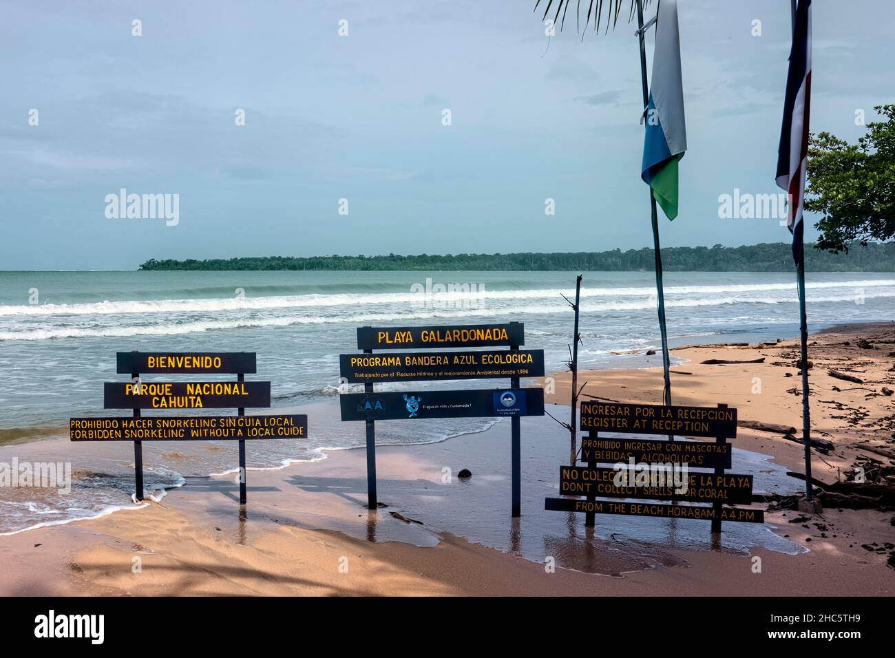 Ingresso al Parco Nazionale di Cahuita, Costa Rica Foto Stock
