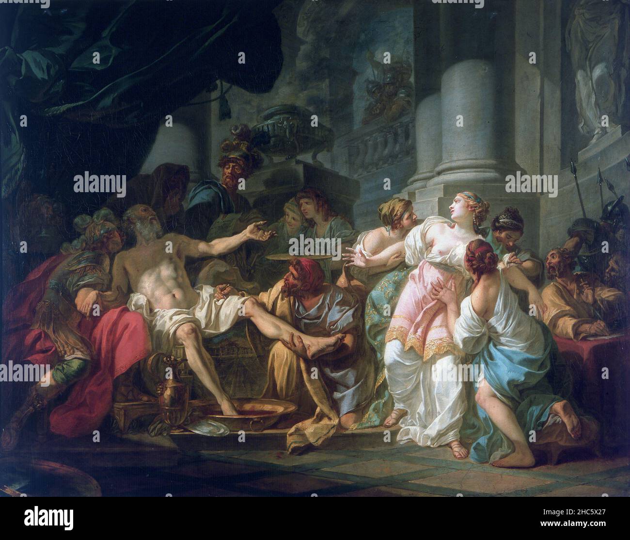 La morte di Seneca , dipinto di Jacques Louis David Foto Stock