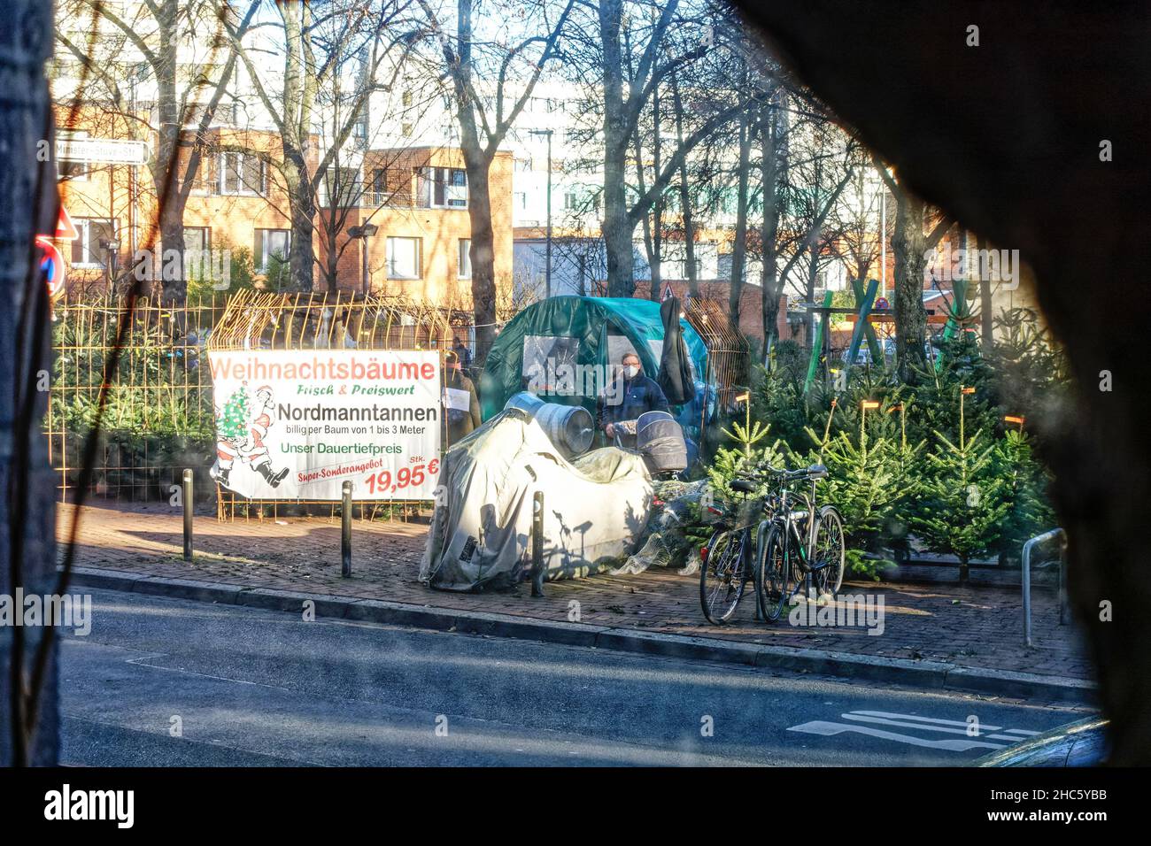 Weihnachtsbaum verkauf a Linden Mitte Hannover Foto Stock