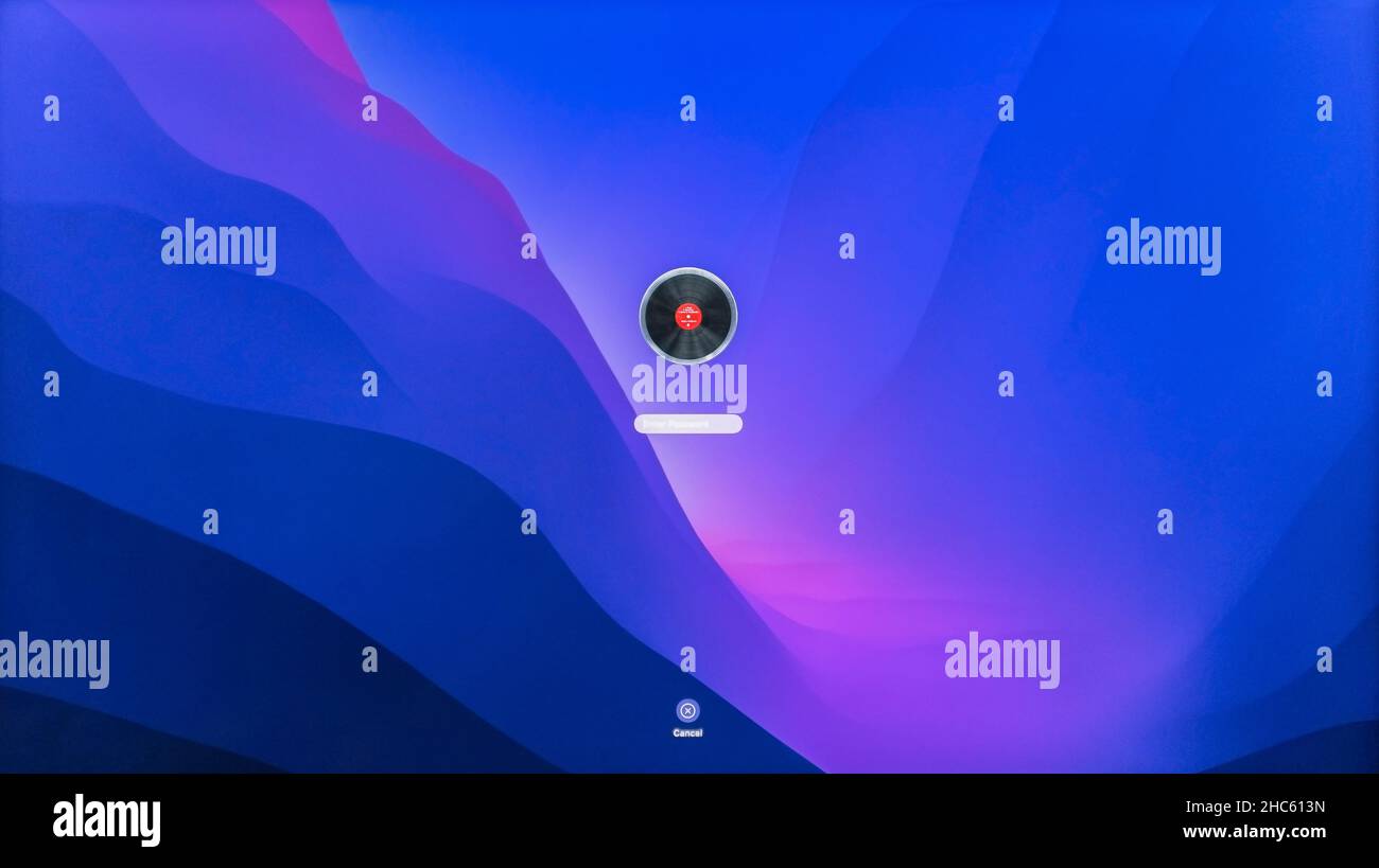 Blu, astratto screenshot di macOSMonterrey versione 12.0.1 Foto Stock