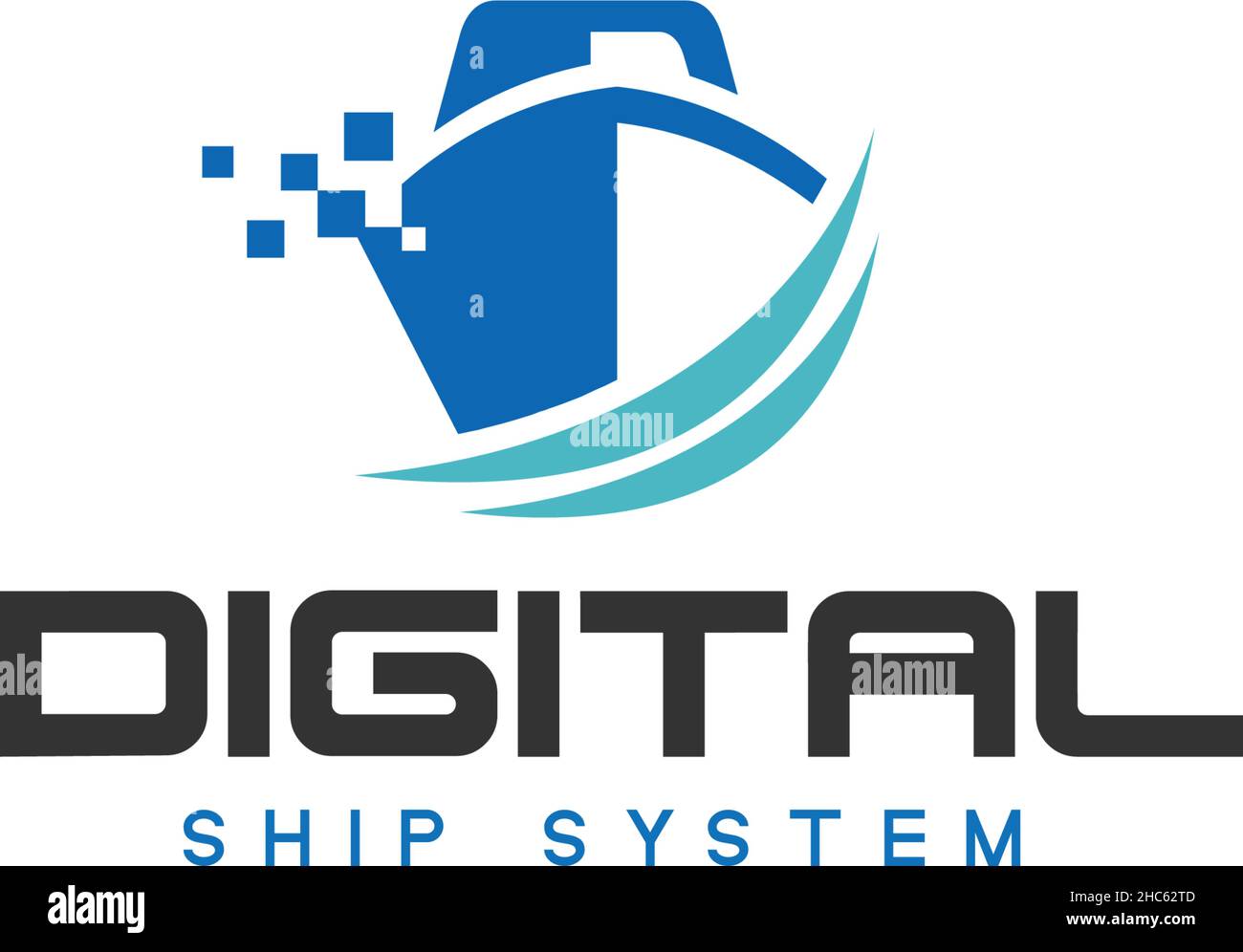Design colorato DIGITAL SHIP SYSTEM logo design Illustrazione Vettoriale