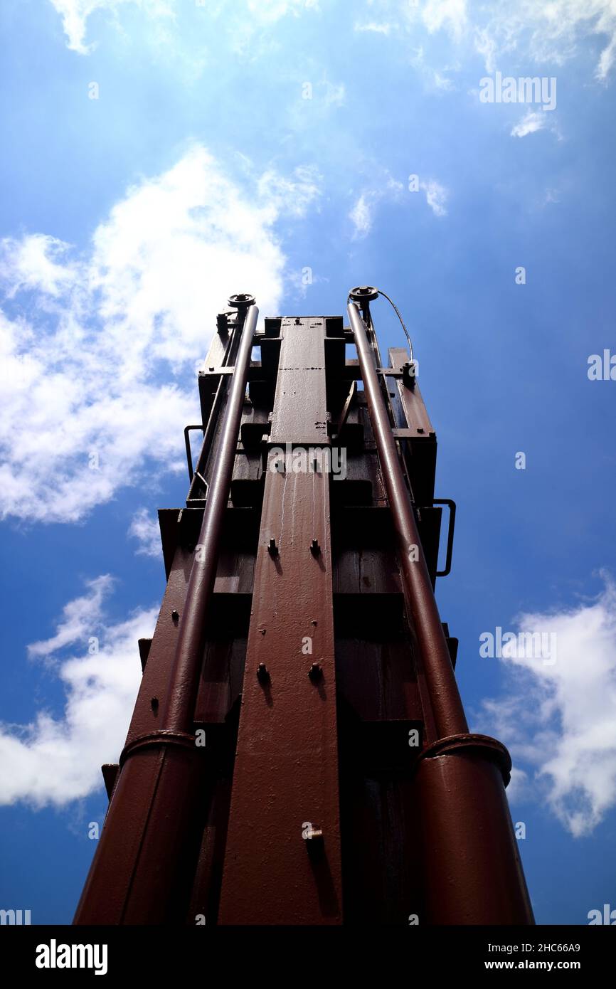 Motore da pressa in lana di pecora alto a Teneriffe Brisbane Australia Foto Stock