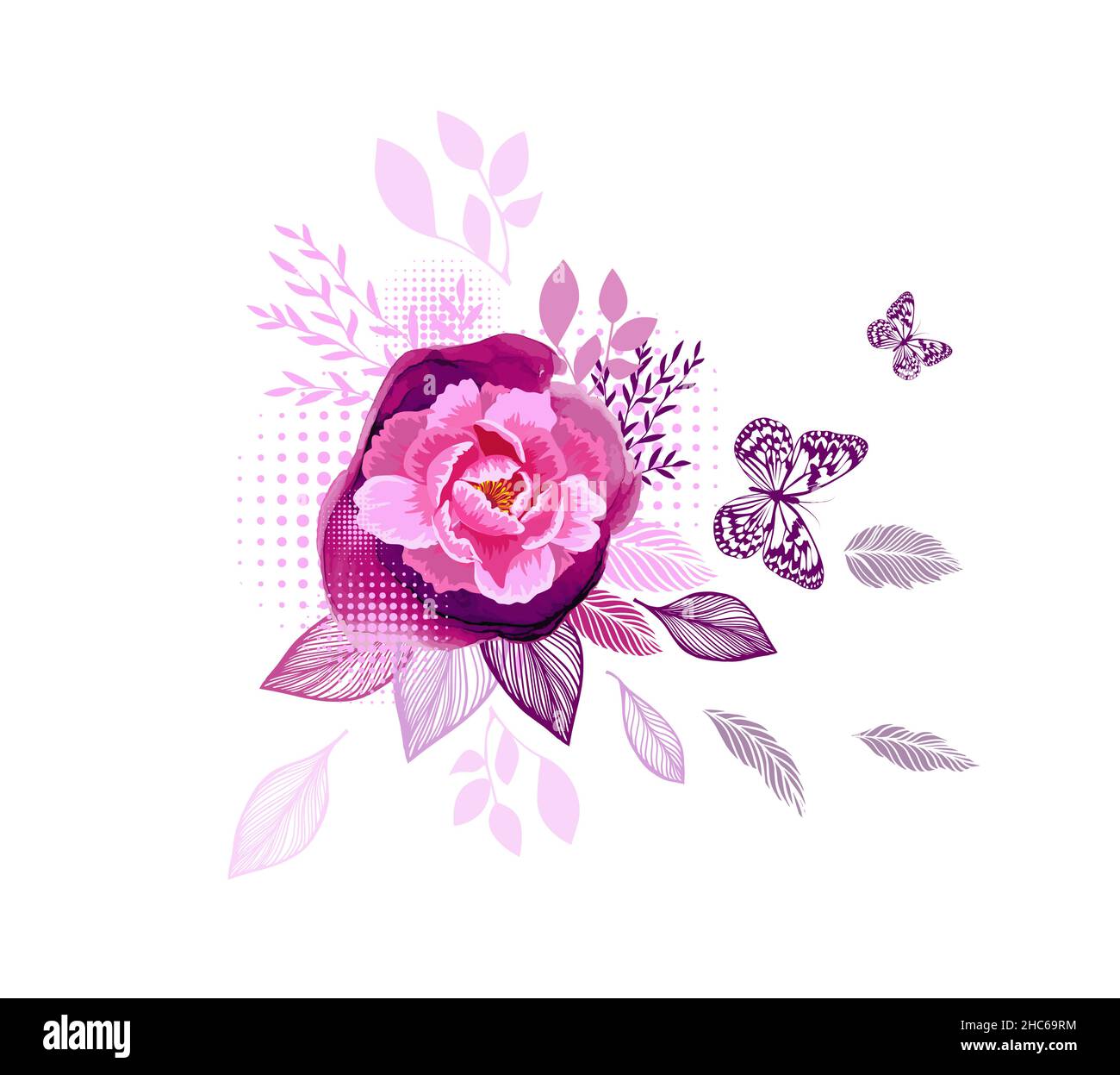 Astrazione da fiori e farfalle. Illustrazione vettoriale Illustrazione Vettoriale