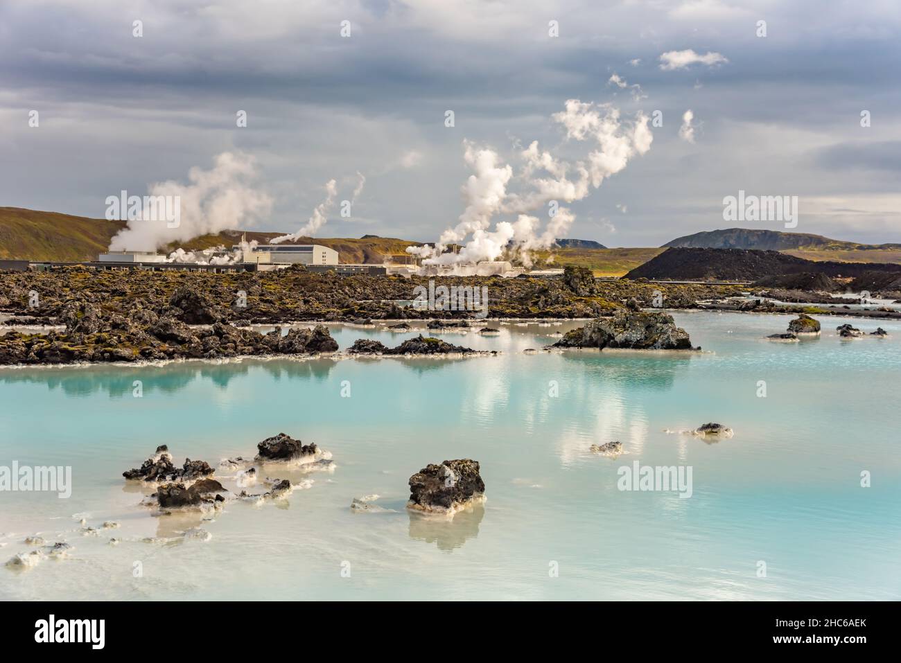 Centrale geotermica a Blue Lagoon Islanda Foto Stock