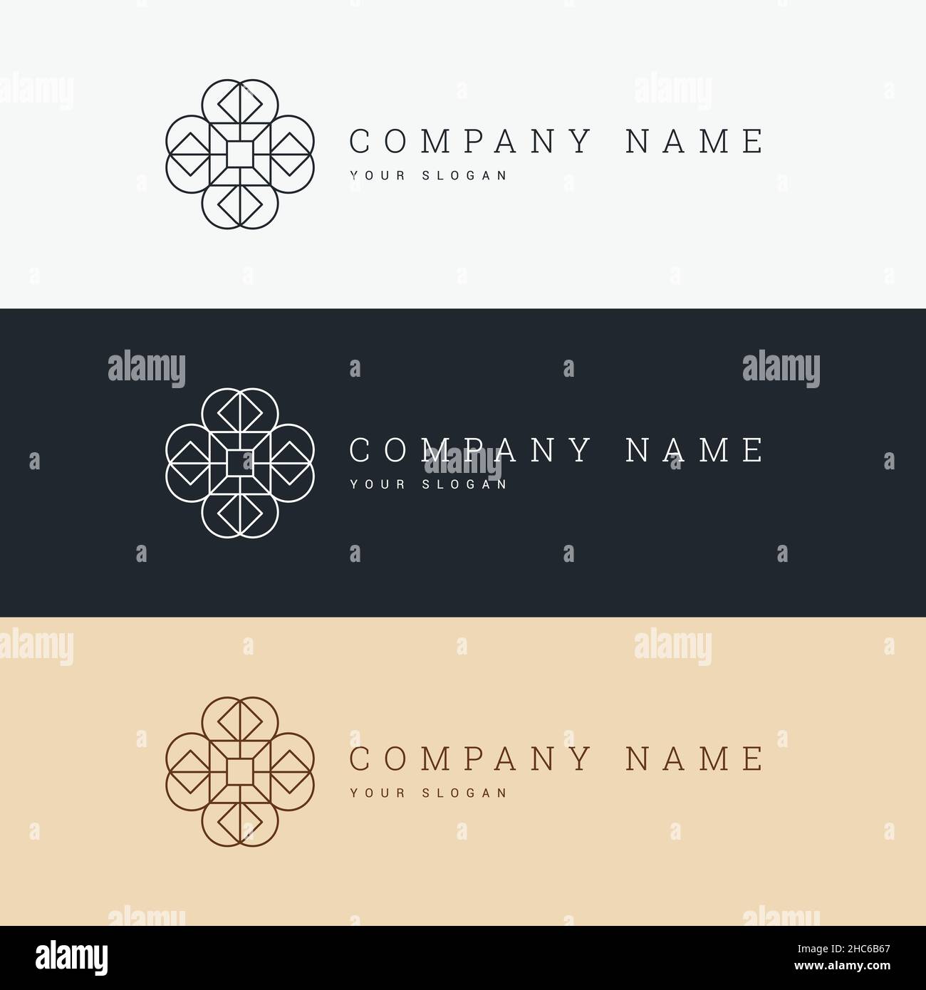 elegante e minimalista modello del logo e icona line art Illustrazione Vettoriale