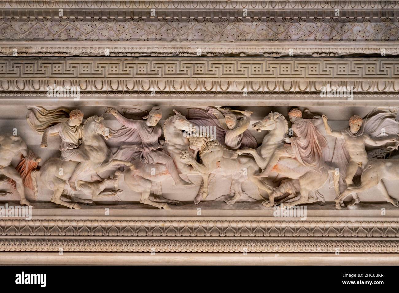 Vista ravvicinata del Museo archeologico di Alexander sarcofago di Istanbul. Foto Stock