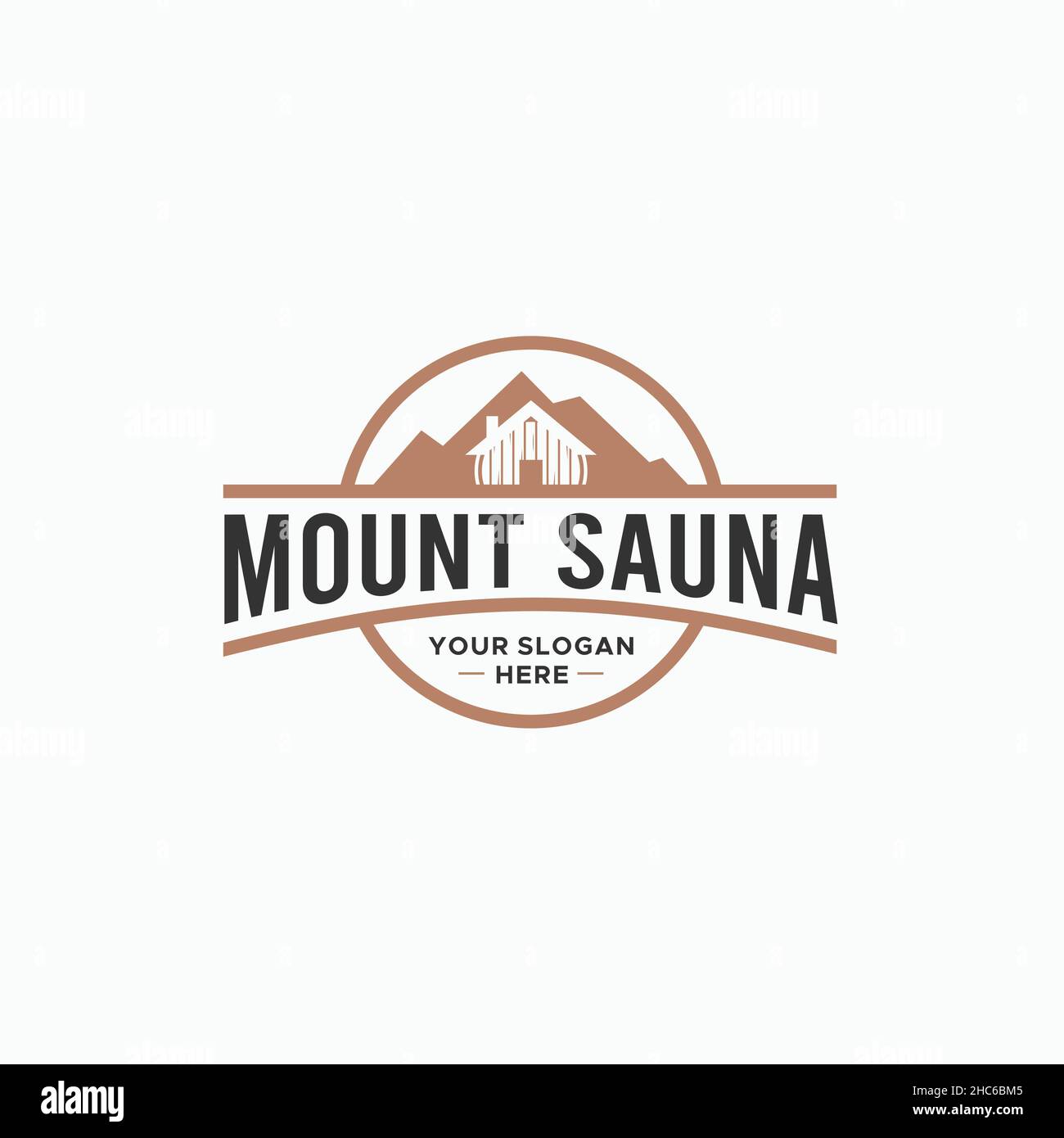 Vintage MOUNT SAUNA Real Estate Home Logo design Illustrazione Vettoriale