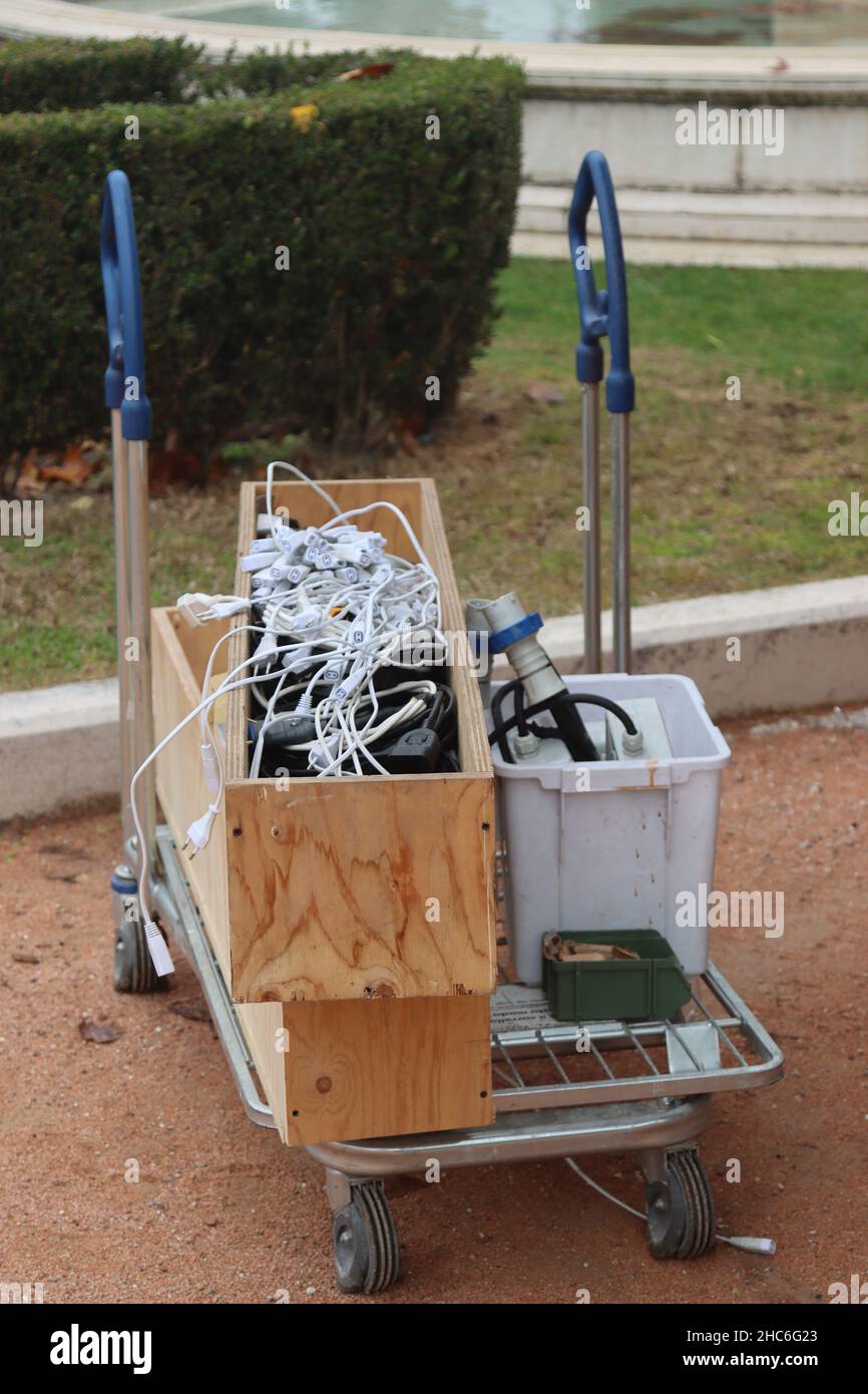 scatola con tappi per materiale tecnologico Foto Stock