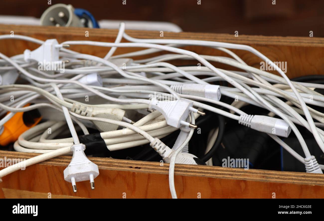 scatola con tappi per materiale tecnologico Foto Stock