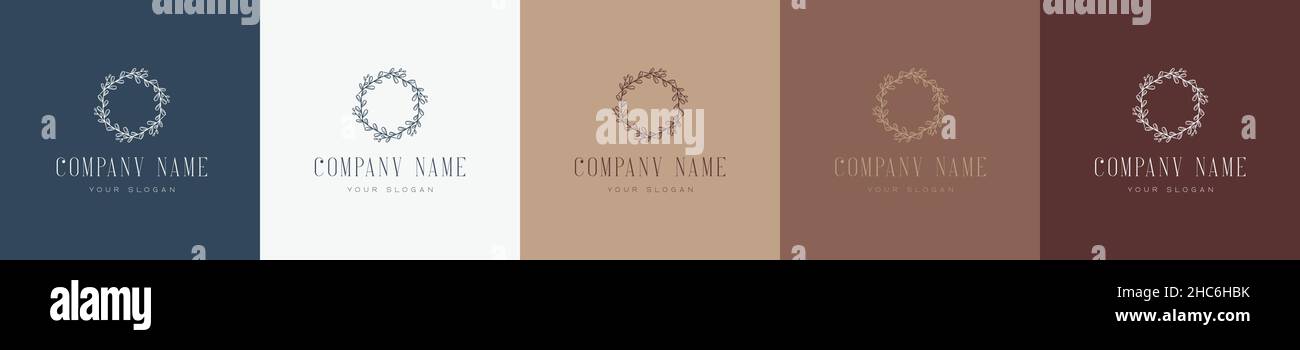 floreale vintage natura femminile logo modello marchio Illustrazione Vettoriale