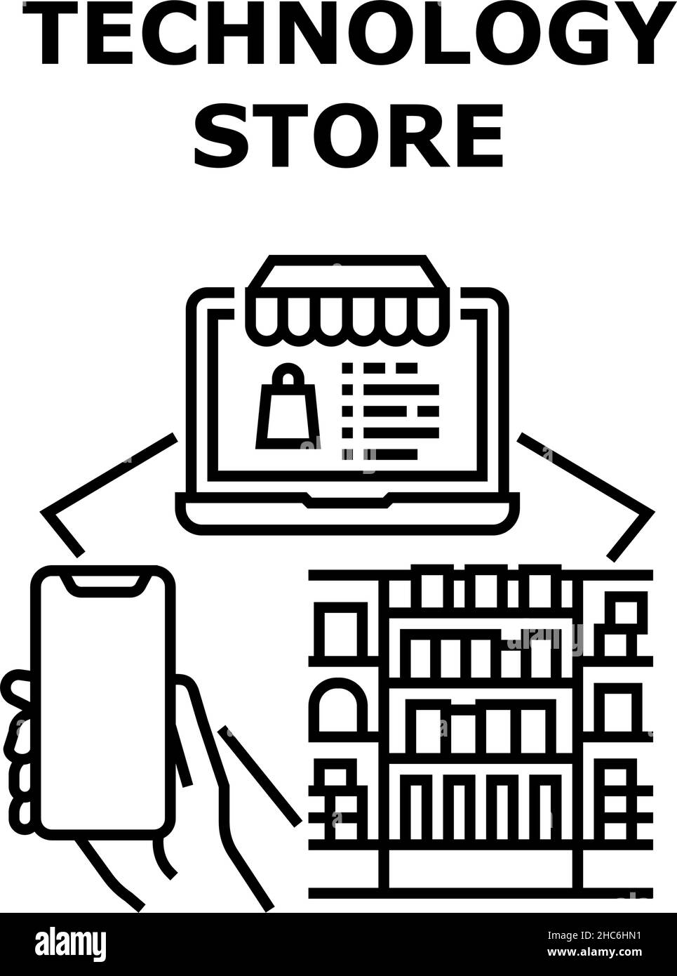Illustrazione vettoriale dell'icona del negozio di tecnologia Illustrazione Vettoriale