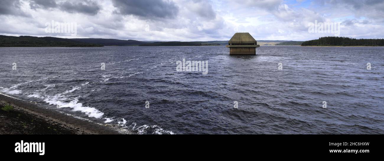 Vista estiva sul Kielder Water e sul Kielder Forest Park, Northumberland, Inghilterra, Regno Unito Foto Stock