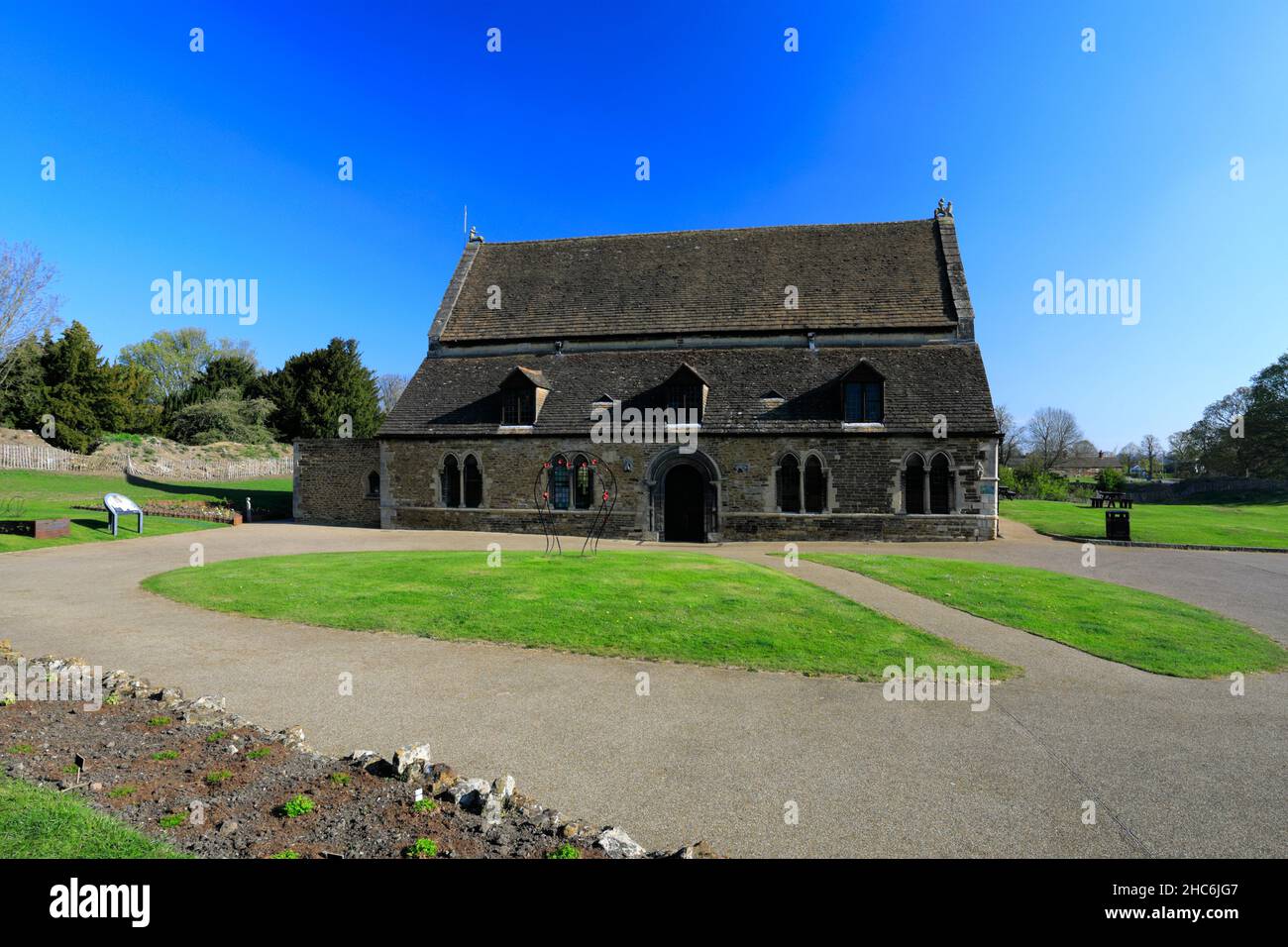 Estate vista del castello di Oakham, città mercato di Oakham, Rutland County, England, Regno Unito Foto Stock