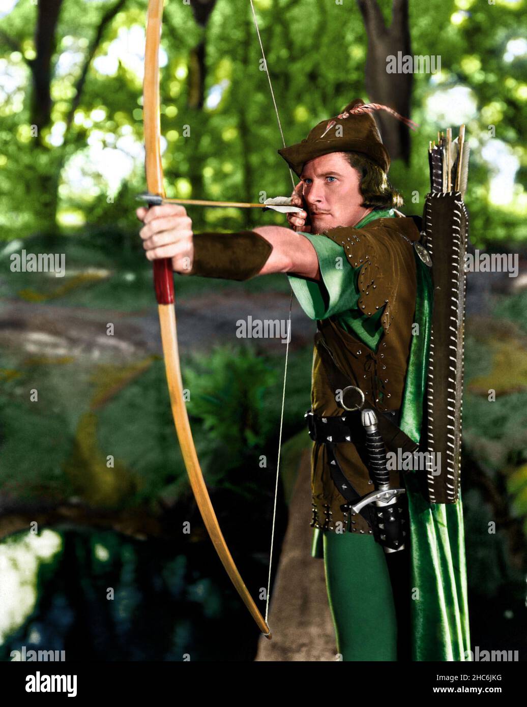 ERROL FLYNN nelle AVVENTURE DI ROBIN HOOD (1938), diretto da MICHAEL CURTIZ e WILLIAM KEIGHLEY. Credit: WARNER BROTHERS / Album Foto Stock