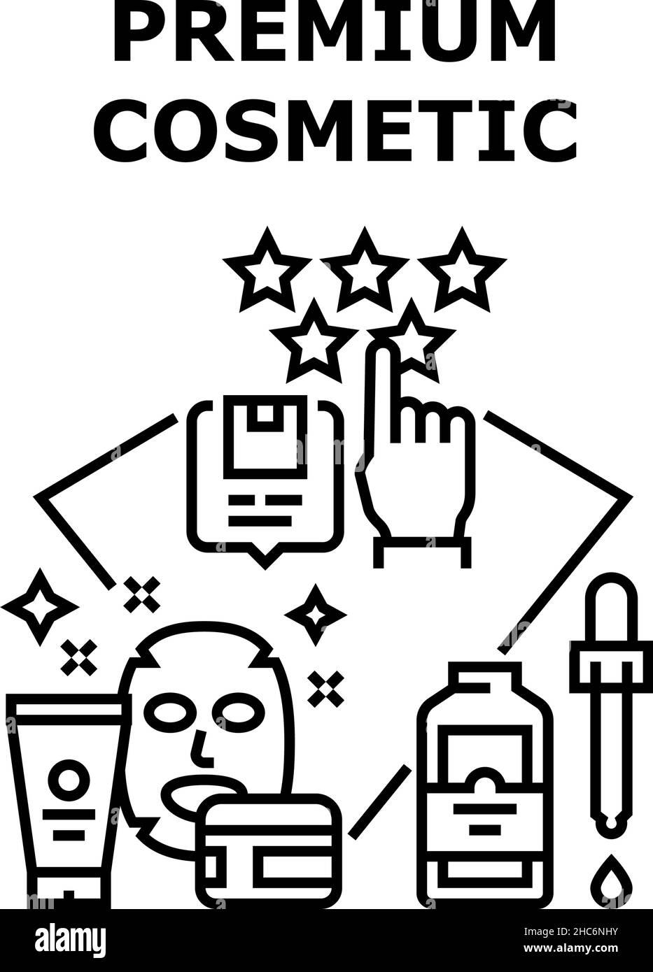 Illustrazione nera Premium Cosmetic Vector Concept Illustrazione Vettoriale