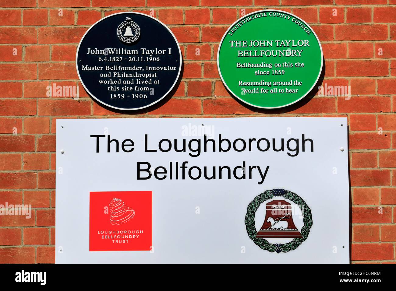 La fonderia e museo di campane John Taylor and Co, Loughborough Market Town, Leicestershire, Inghilterra Foto Stock