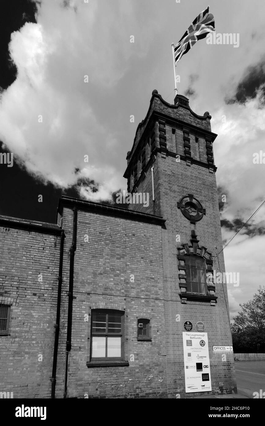 La fonderia e museo di campane John Taylor and Co, Loughborough Market Town, Leicestershire, Inghilterra Foto Stock