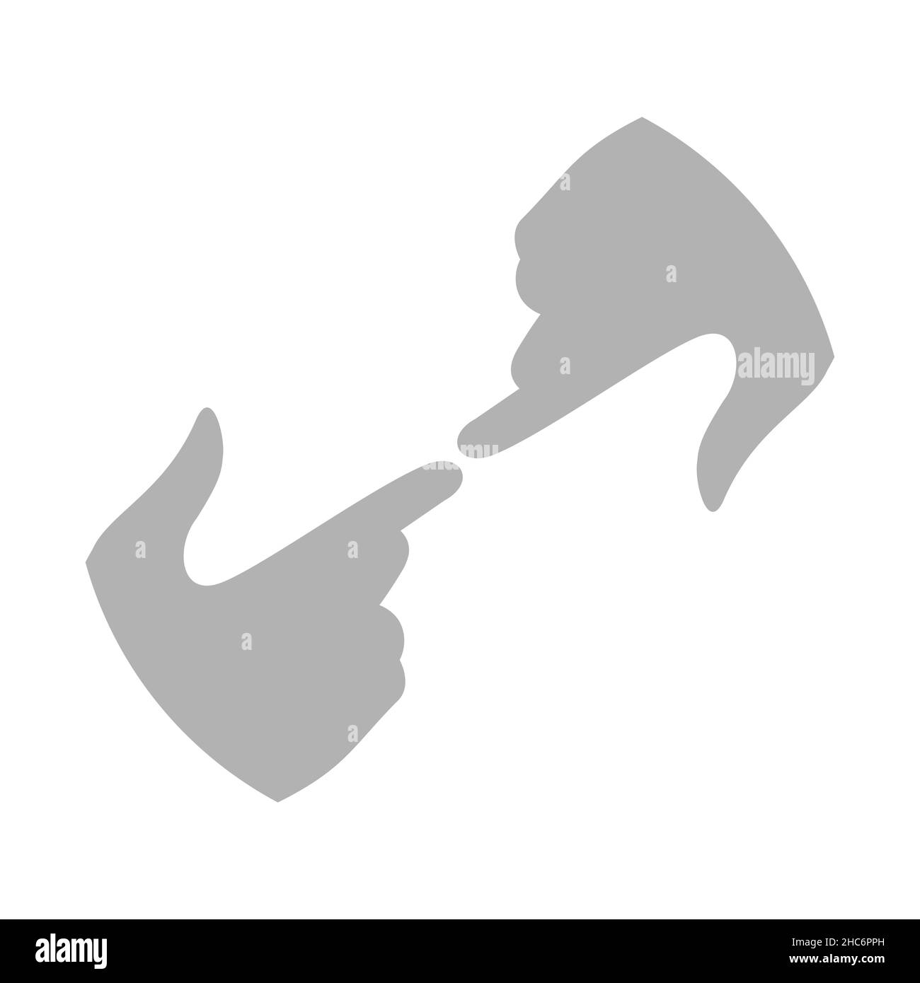 Due mani in contatto. Michelangelo mani semplice icona, modello. Illustrazione cristiana piatta e isolata. La pace sia con voi, cari fratelli e sorelle. Foto Stock