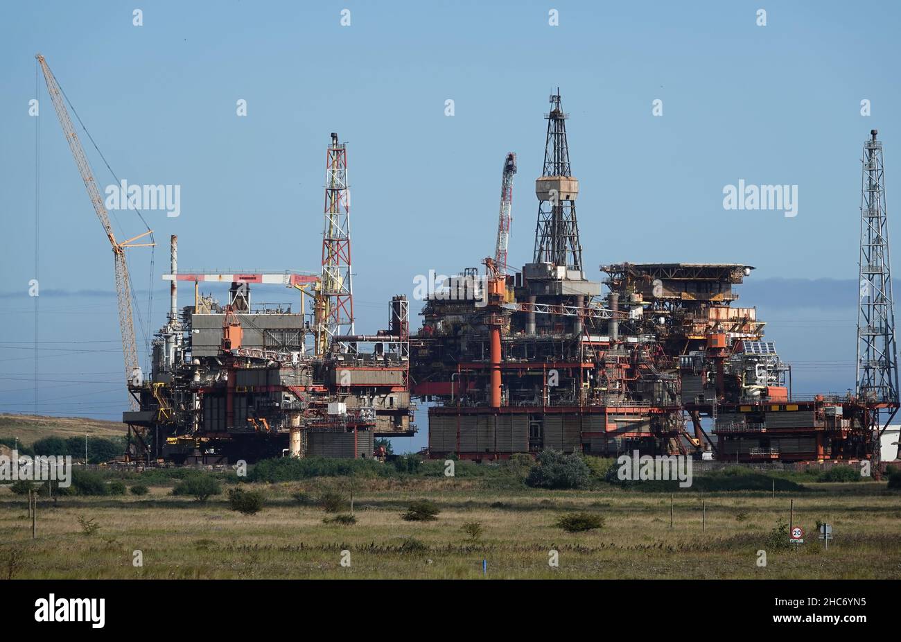 Il carro di petrolio Brent Alpha è stato demolito per rottami presso il porto di able Seaton, Hartlepool, Regno Unito Foto Stock