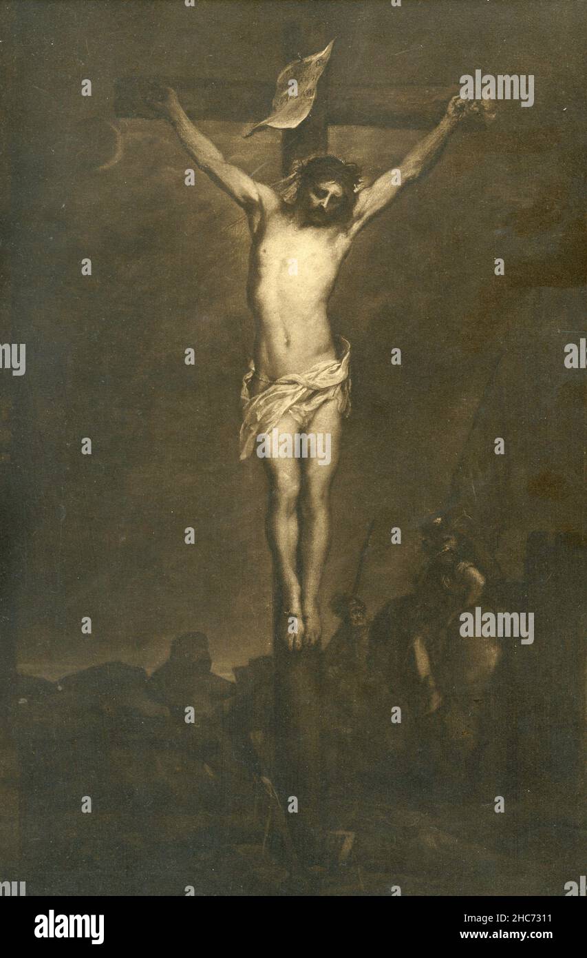 Cristo sulla Croce, dipinto dall'artista fiammingo Anthony van Dyck, Monaco 1897 Foto Stock