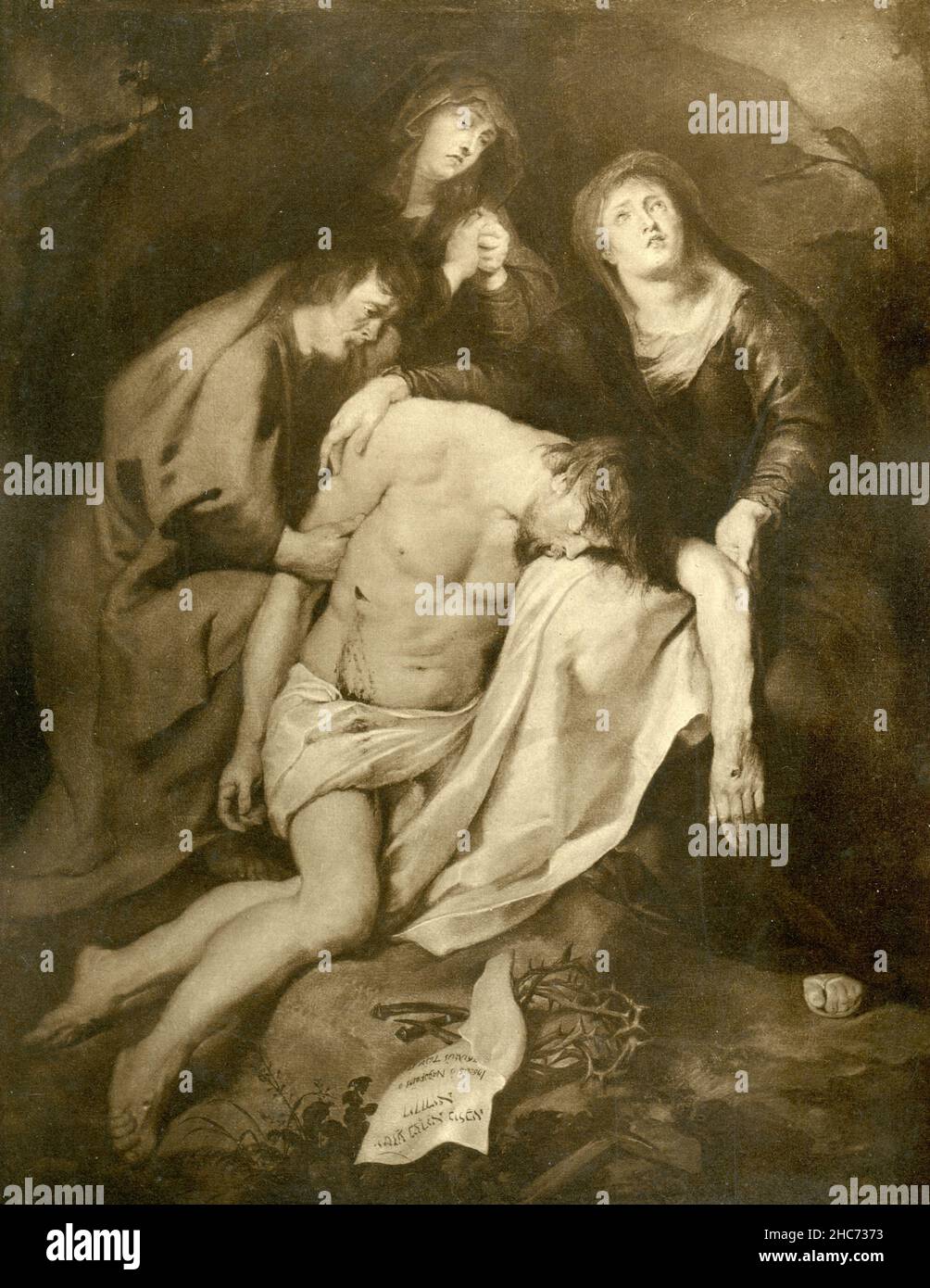 La lamentazione di Cristo, dipinto dall'artista fiammingo Anthony van Dyck, Monaco di Baviera 1897 Foto Stock