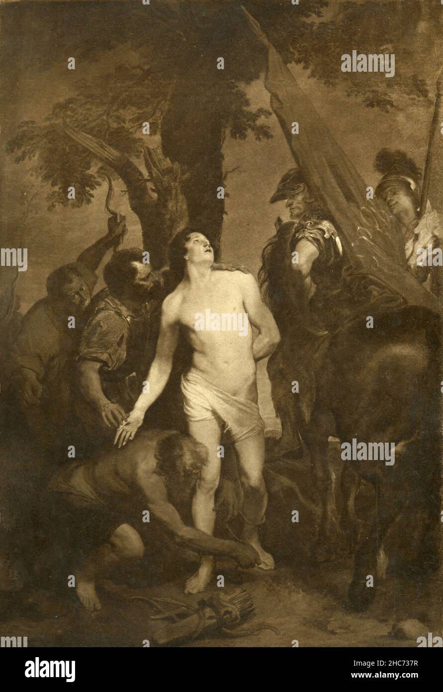 Il martirio di San Sebastiano, dipinto dall'artista fiammingo Anthony van Dyck, Monaco 1897 Foto Stock