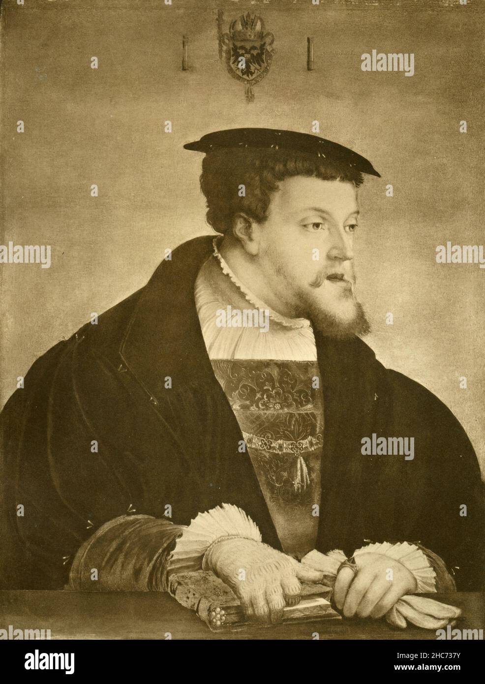 Carlo V, Imperatore Sacro Romano, dipinto dall'artista tedesco Christoph Amberger, Monaco di Baviera 1897 Foto Stock