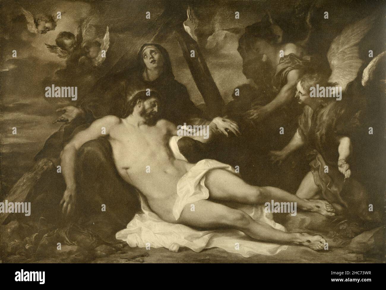 La lamentazione di Cristo, dipinto dall'artista fiammingo Anthony van Dyck, Monaco di Baviera 1897 Foto Stock