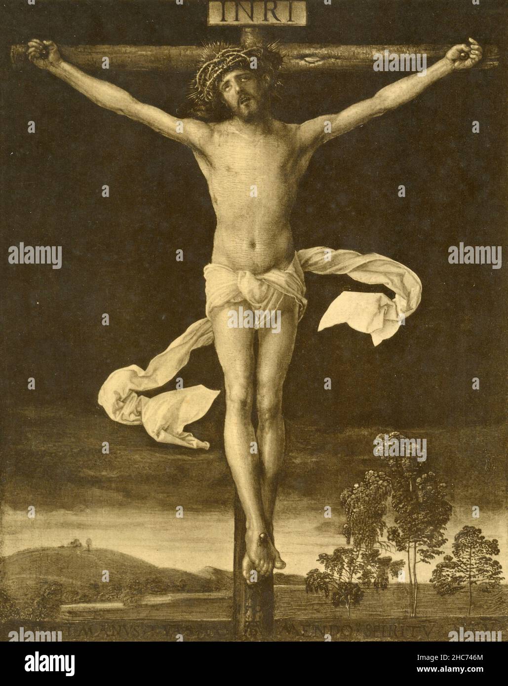 Cristo sulla Croce, dipinto dall'artista tedesco Albrecht Durer, Monaco di Baviera 1897 Foto Stock
