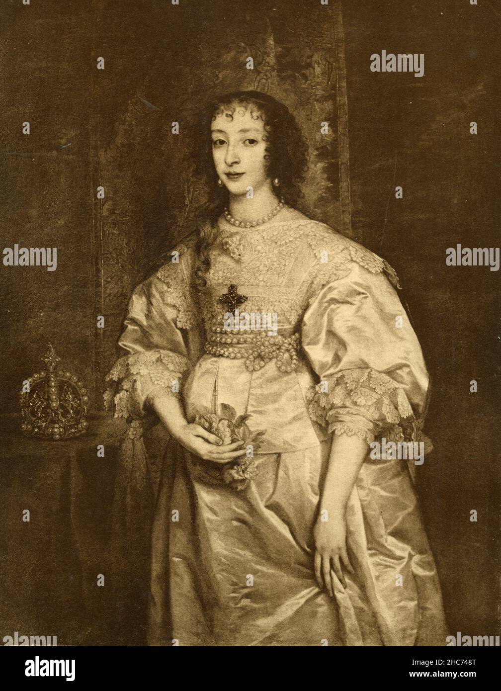 Ritratto di Henrietta Regina d'Inghilterra, dipinto dall'artista fiammingo Anthony van Dyck, Monaco di Baviera 1897 Foto Stock