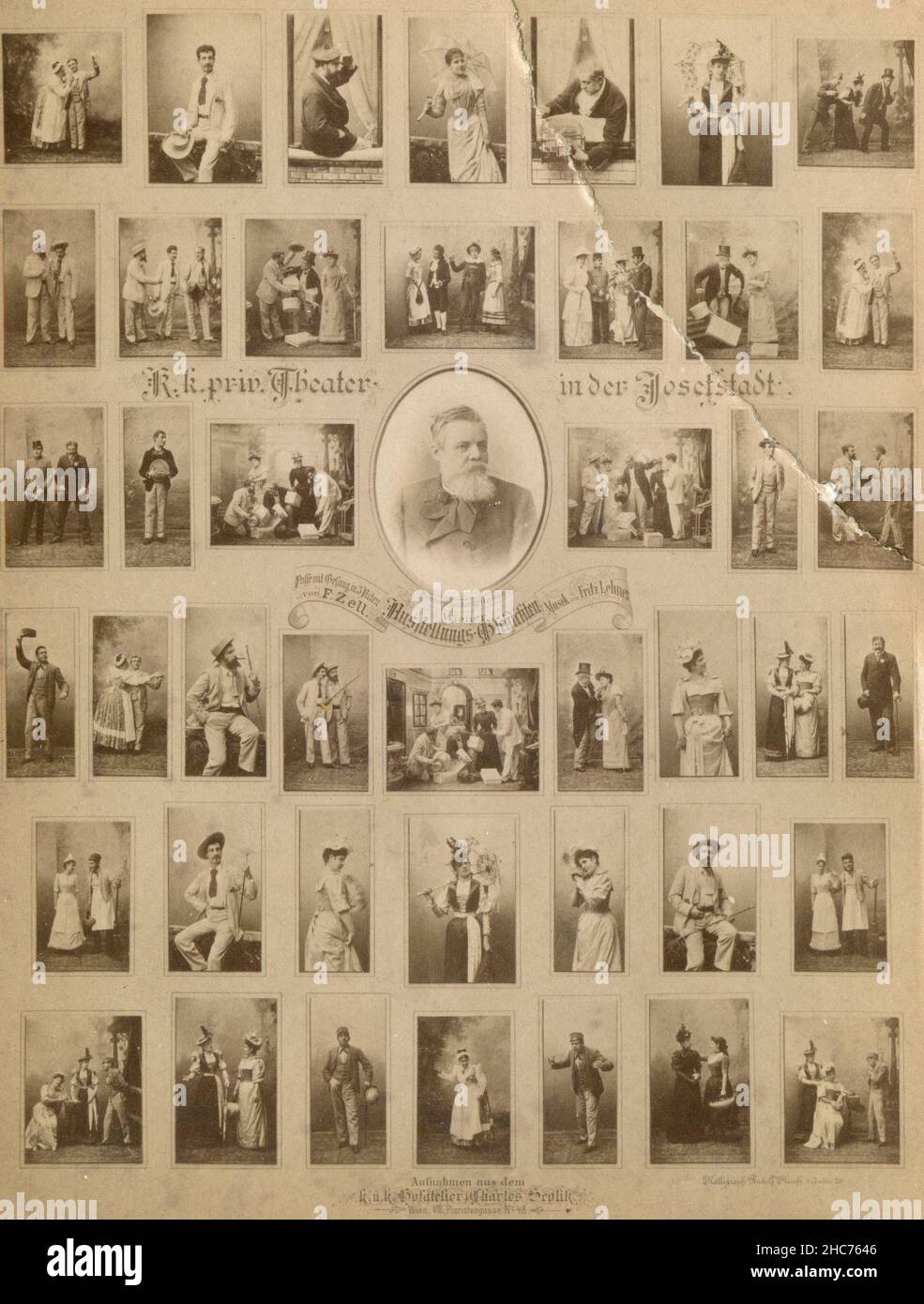 K.K. Priv. Manifesto del programma del Teatro di Josefstadt, Vienna, Austria 1880s Foto Stock