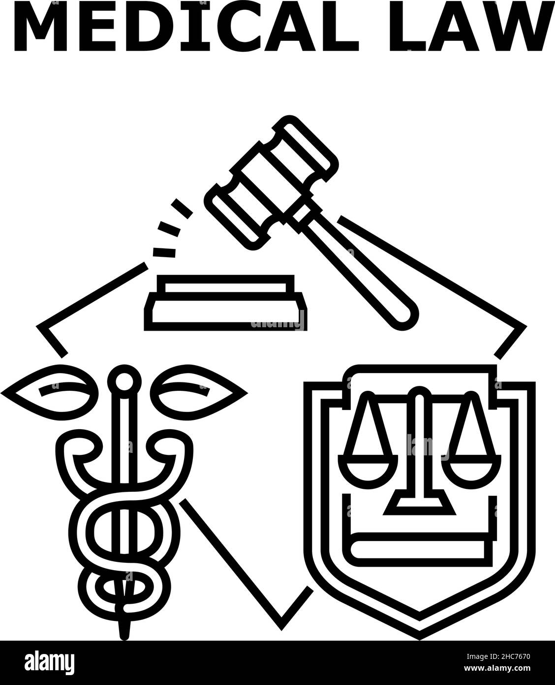 Medical Law Vector Concept Black Illustration Illustrazione Vettoriale