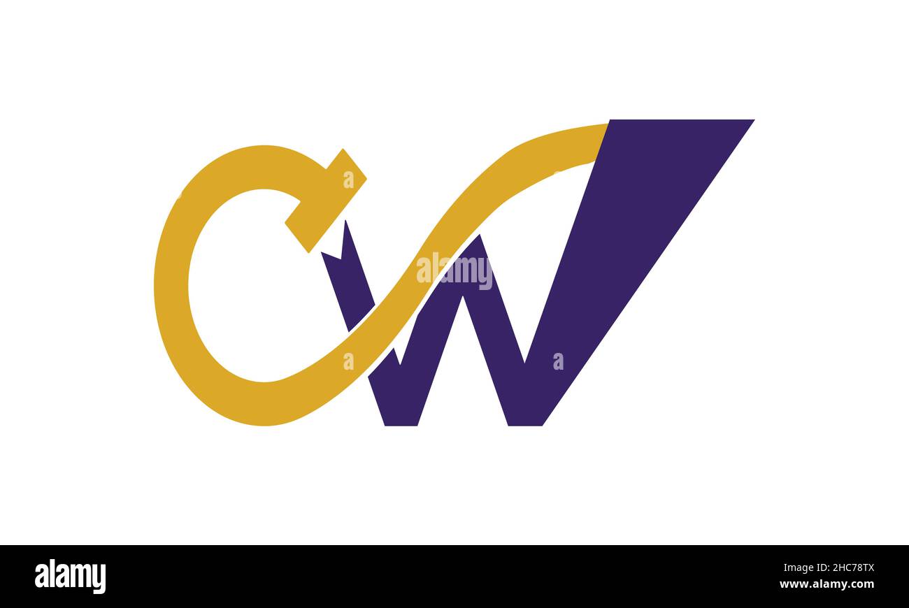 Lettere alfabetiche iniziali logo monogramma CW, WC, C e W. Illustrazione Vettoriale