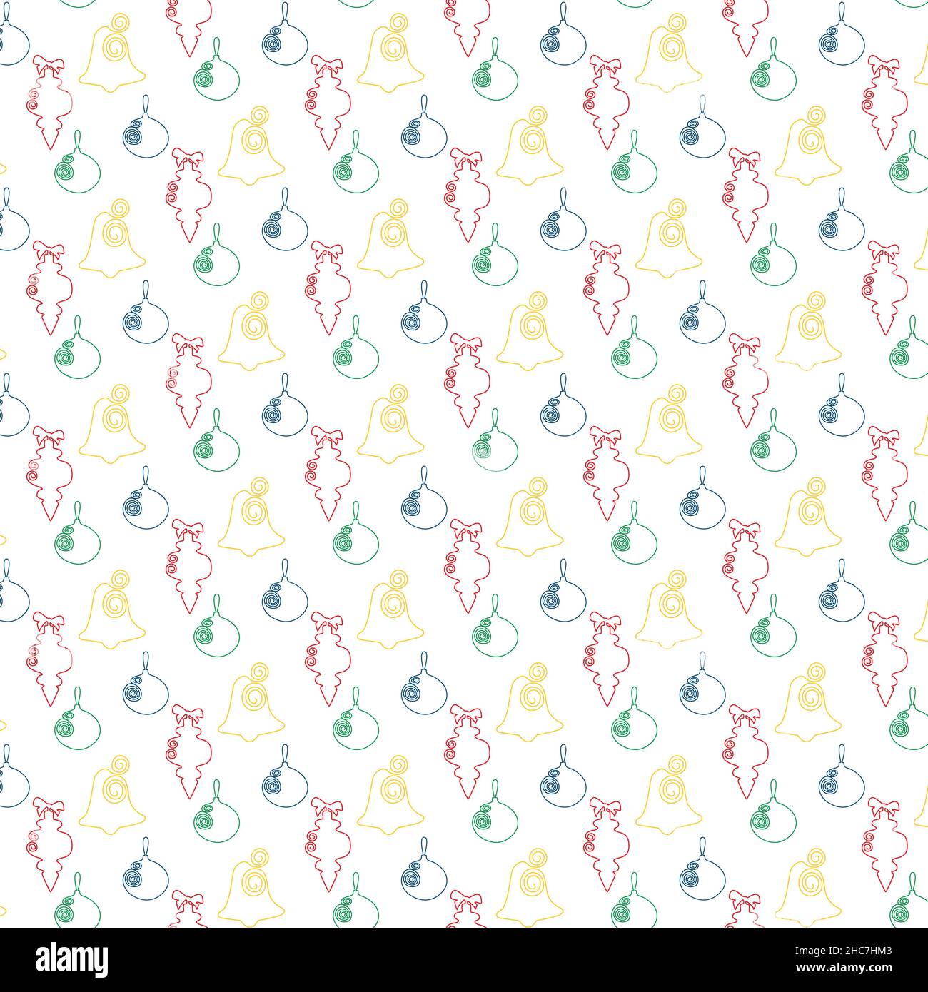 Multicolore astratto disegno senza giunture da una linea di decorazione albero di Natale in stile minimalismo sullo sfondo bianco colore. Texture ripetitiva per la progettazione di carta da imballaggio e tovaglioli per menu o tessuti. Illustrazione vettoriale Illustrazione Vettoriale