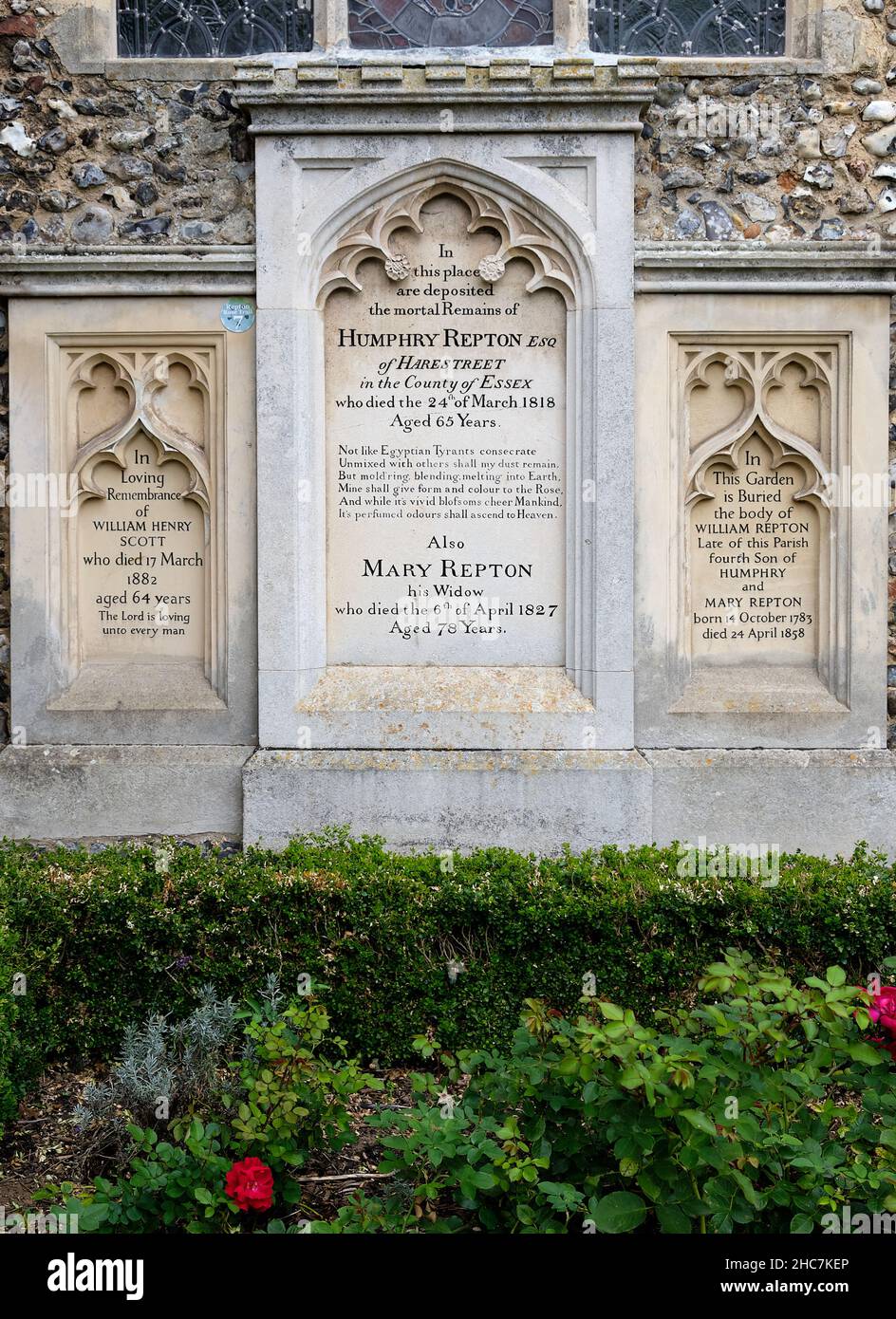 Humphry Reptons tomba marker nella Chiesa di San Michele. Foto Stock