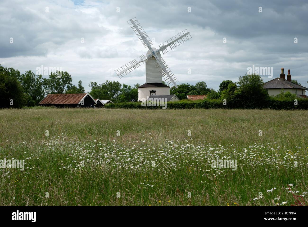 Saxstead Post Mill Foto Stock