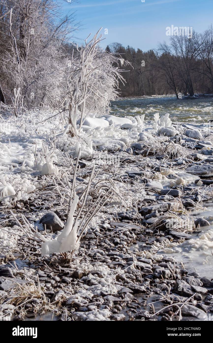 Healey Falls Havelock Ontario Canada in inverno Foto Stock