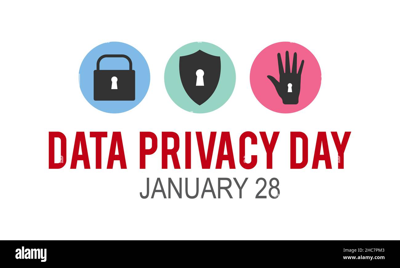 Gennaio 28 - Data Privacy Day. Modello vettoriale per banner, poster, maglietta, cartoncino. Illustrazione Vettoriale