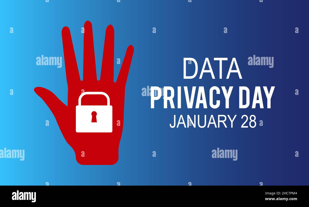 Gennaio 28 - Data Privacy Day. Modello vettoriale per banner, poster, maglietta, cartoncino. Illustrazione Vettoriale