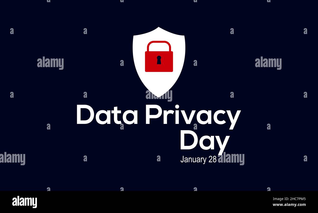 Gennaio 28 - Data Privacy Day. Modello vettoriale per banner, poster, maglietta, cartoncino. Illustrazione Vettoriale