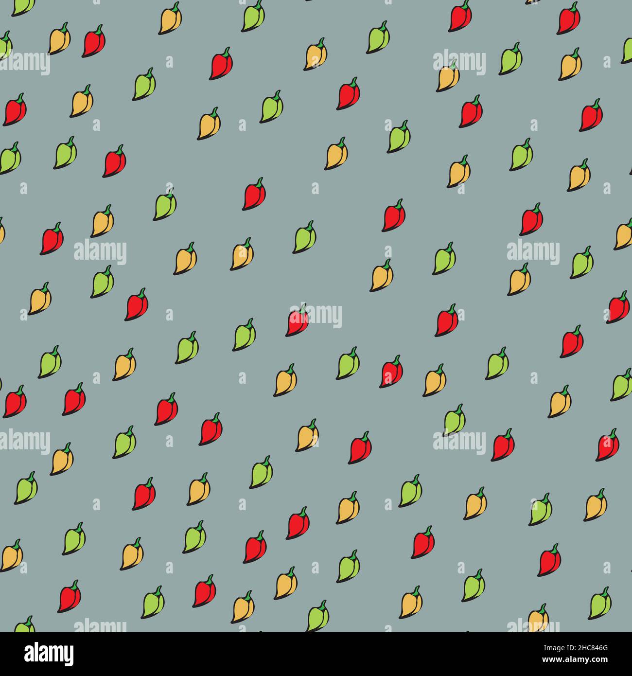 Un piccolo capsiciums doodle senza giunture vettore modello Illustrazione Vettoriale