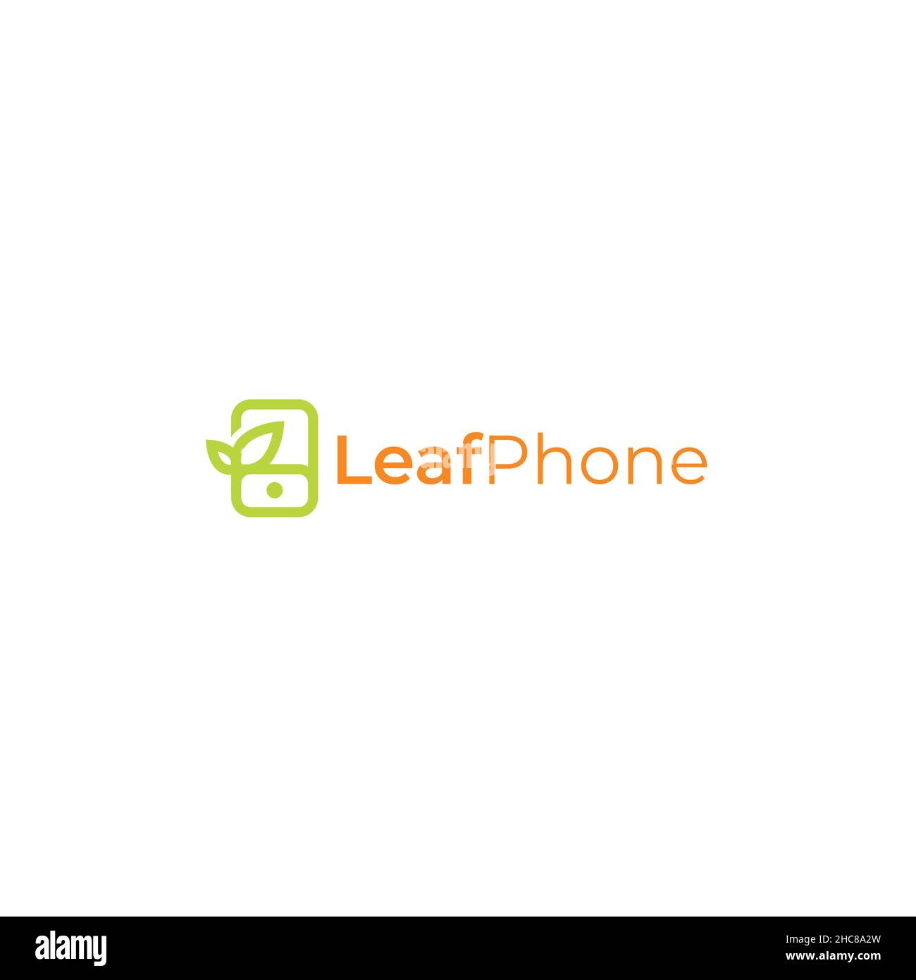 Design minimalista con logo Leaf Phone Tech Plants Illustrazione Vettoriale