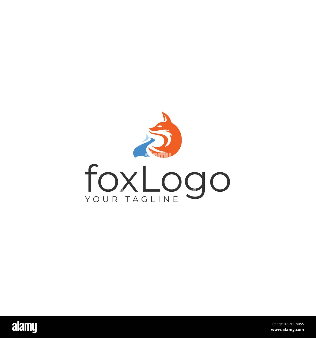 Design moderno e piatto Fox Logo design creativo Illustrazione Vettoriale
