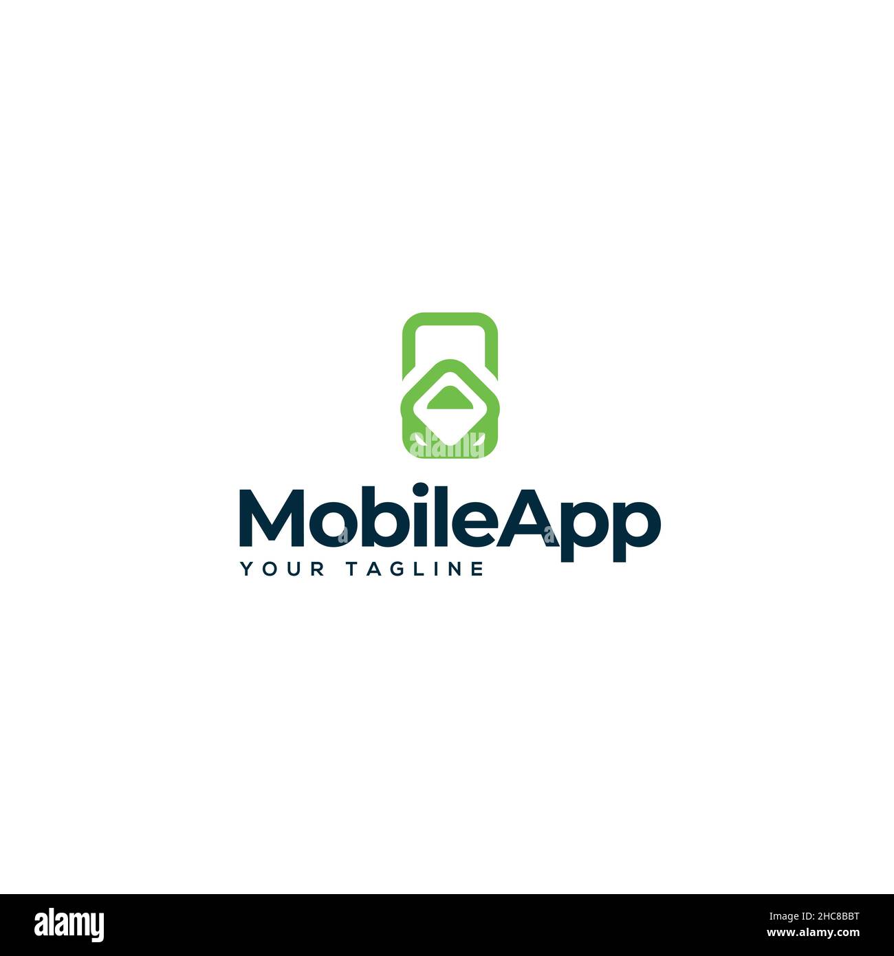 Semplice design minimalista del logo Mobile App Phone Illustrazione Vettoriale