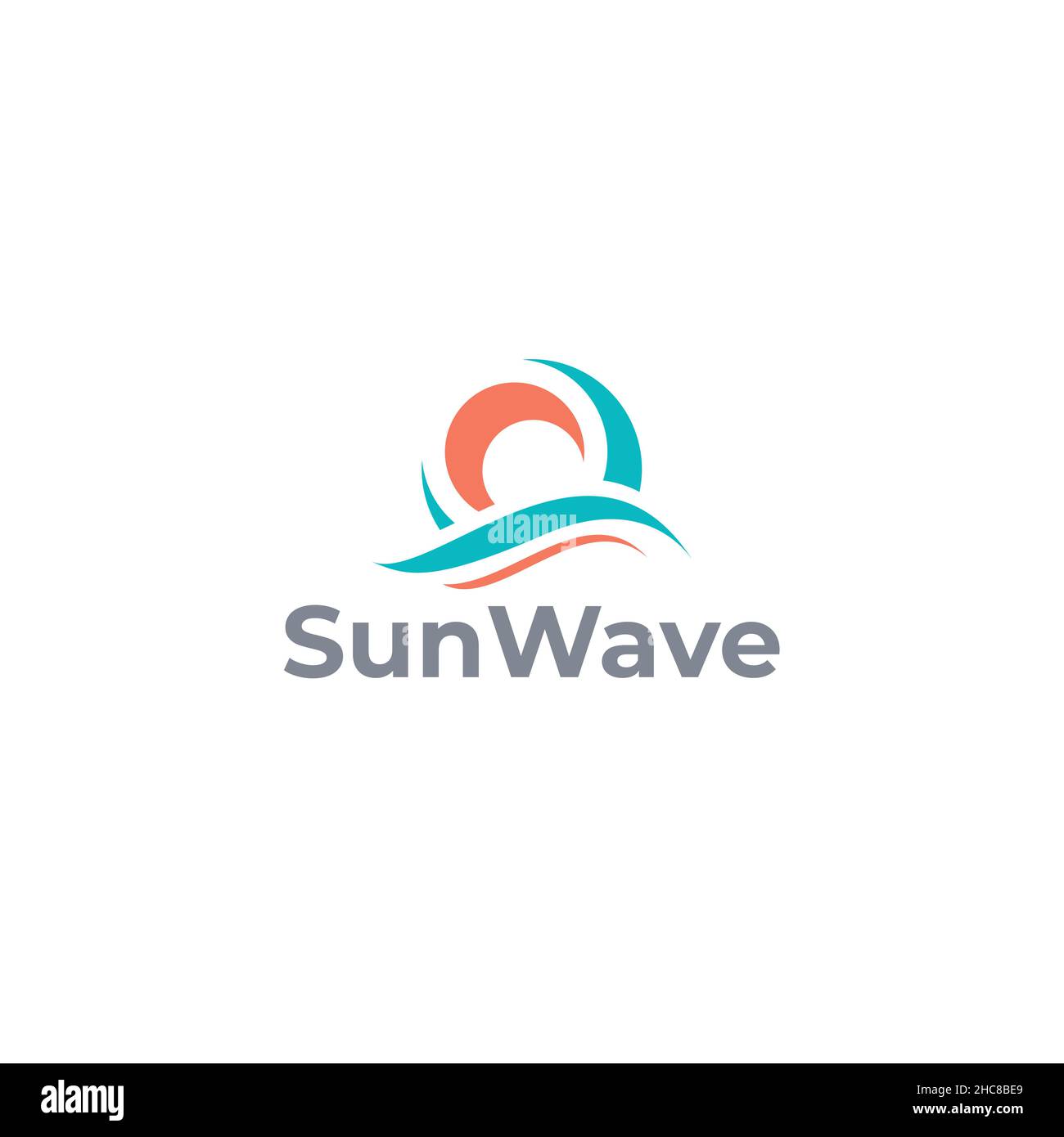 Design moderno, design piatto e colorato con logo Sun Wave Illustrazione Vettoriale