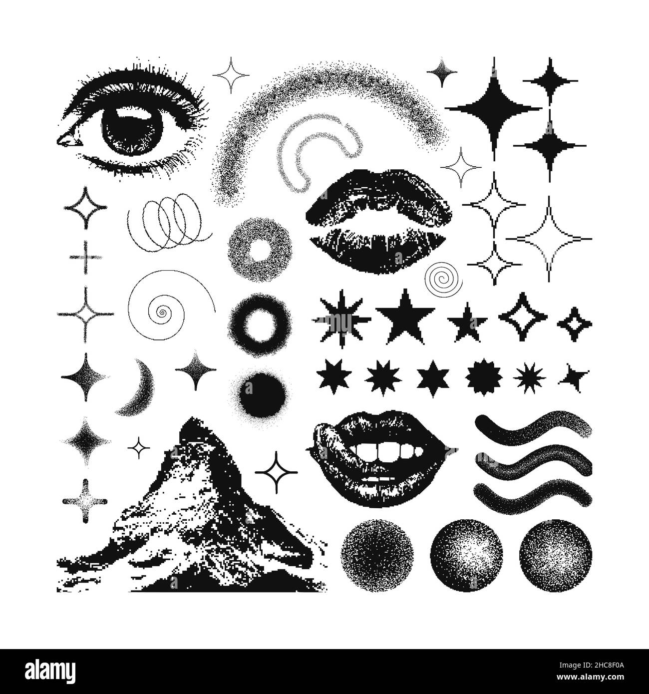 Elementi di design Vector Memphis. Illustrazione Vettoriale